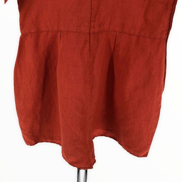 Urban Outfitters Lily Linen Blend Terra Cotta Short Sleeve Button Romper Medium - Picture 8 of 14